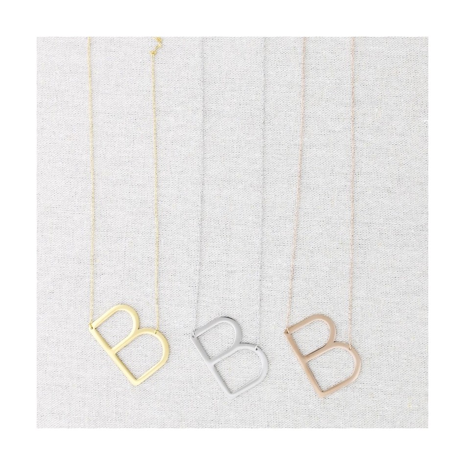 BIG INITIAL LETTER B STEEL NECKLACE
