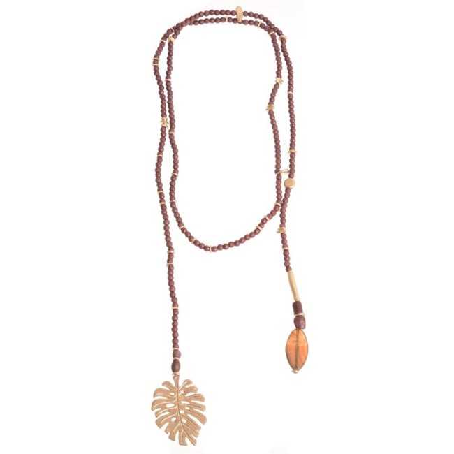 DOUBLE PENDANT FACETED BEADS LONG NECKLACE