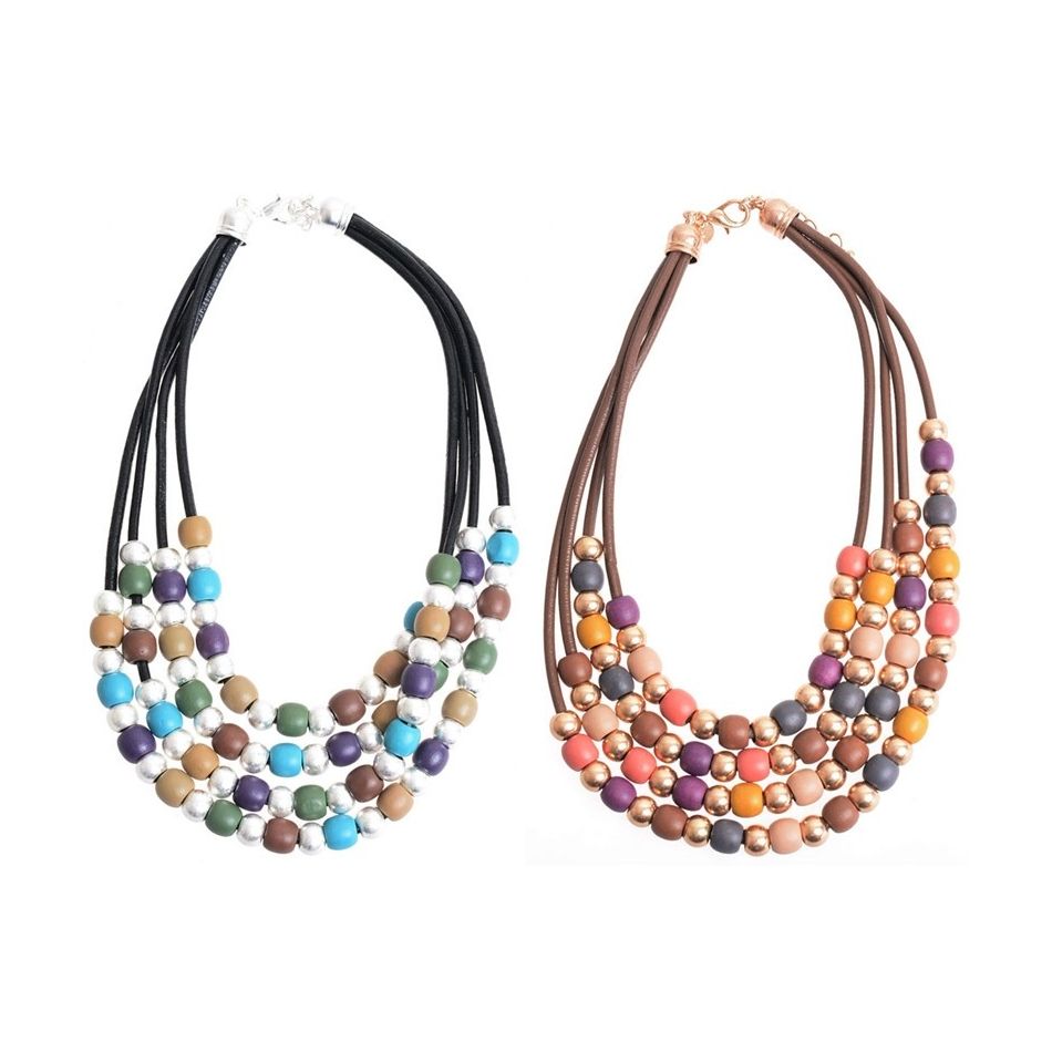 RESIN METAL BEADS SHORT NECKLACE