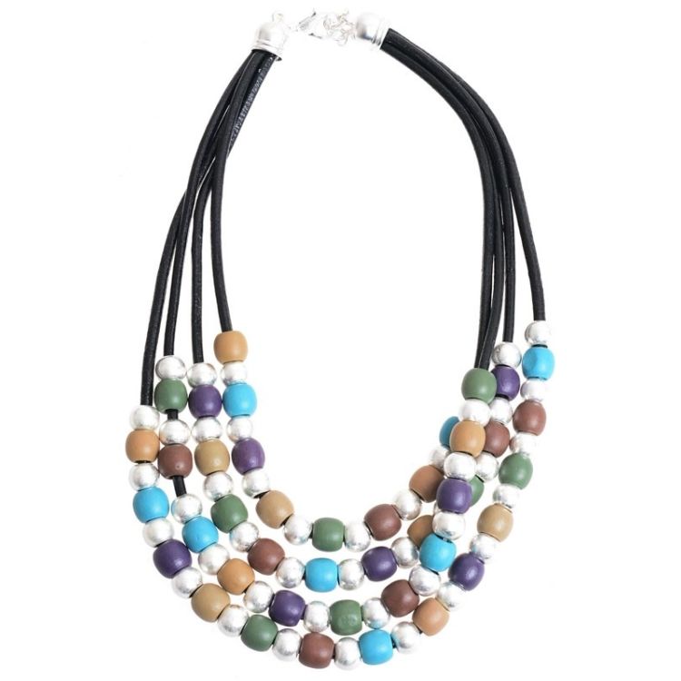 RESIN METAL BEADS SHORT NECKLACE