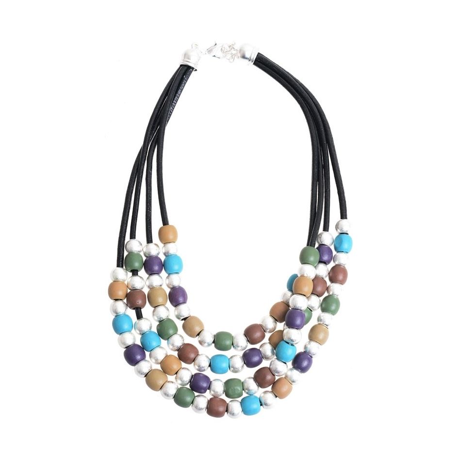 RESIN METAL BEADS SHORT NECKLACE