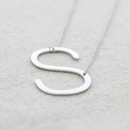 INITIAL LETTER S LARGE STEEL NECKLACE