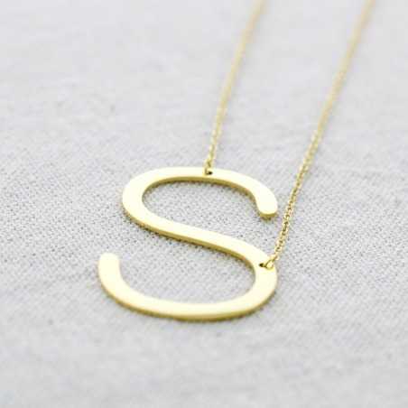 INITIAL LETTER S LARGE STEEL NECKLACE