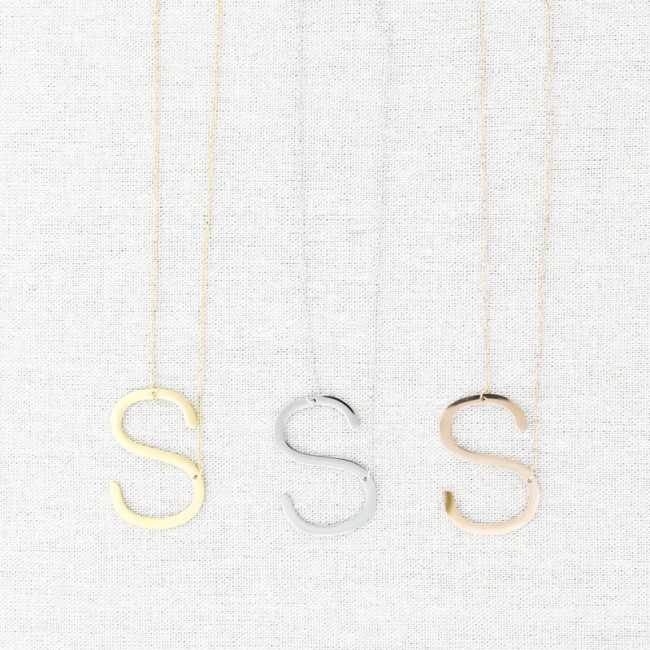 INITIAL LETTER S LARGE STEEL NECKLACE