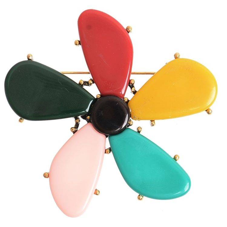 BROCHE FLOR METAL RESINA