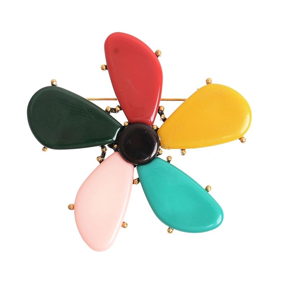 BROCHE FLOR METAL RESINA