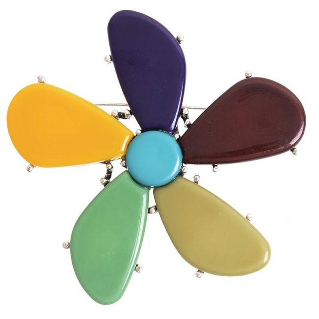 BROCHE FLOR METAL RESINA