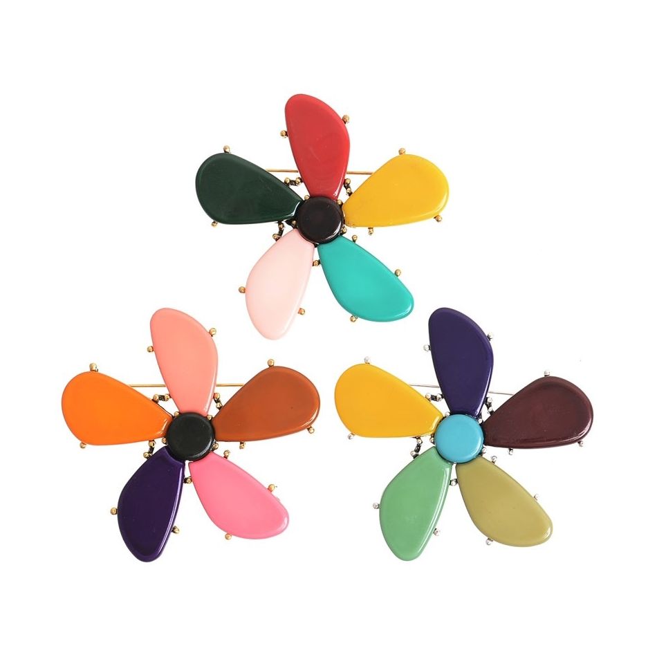 BROCHE FLOR METAL RESINA