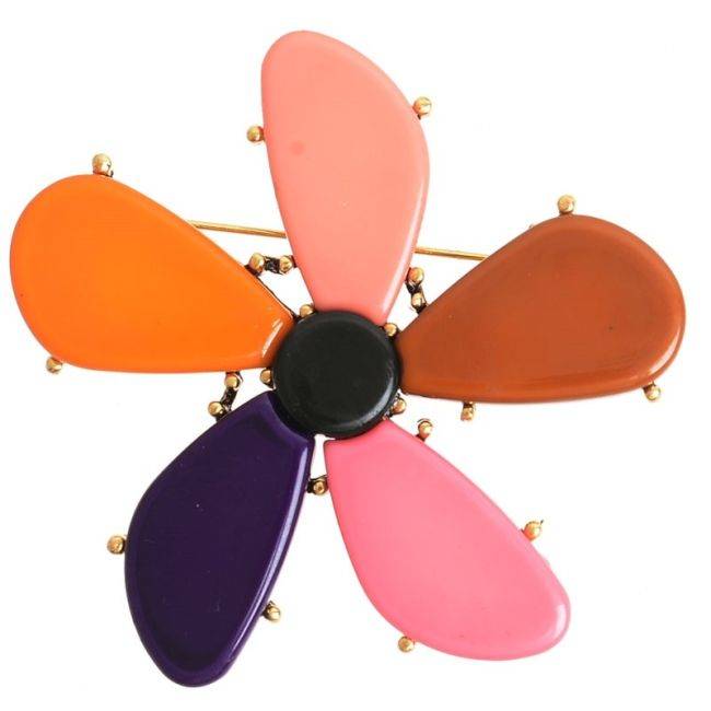 METAL RESIN FLOWER BROOCH