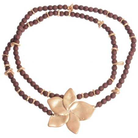 ELASTIC SHORT NECKLACE WITH METAL FLOWER FACETED BEADS