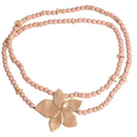 ELASTIC SHORT NECKLACE WITH METAL FLOWER FACETED BEADS