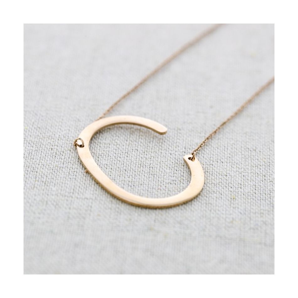 BIG INITIAL LETTER C STEEL NECKLACE