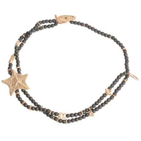 METAL STARFISH DOUBLE FACETED BEADS SHORT NECKLACE