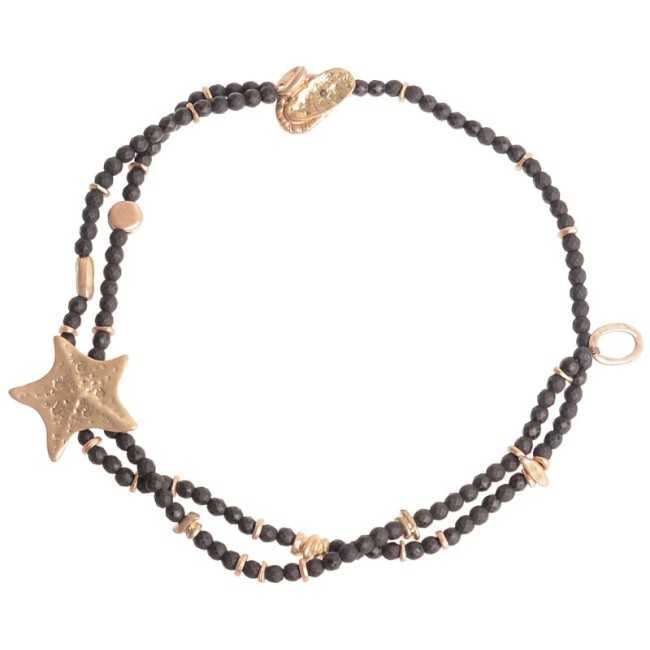 METAL STARFISH DOUBLE FACETED BEADS SHORT NECKLACE