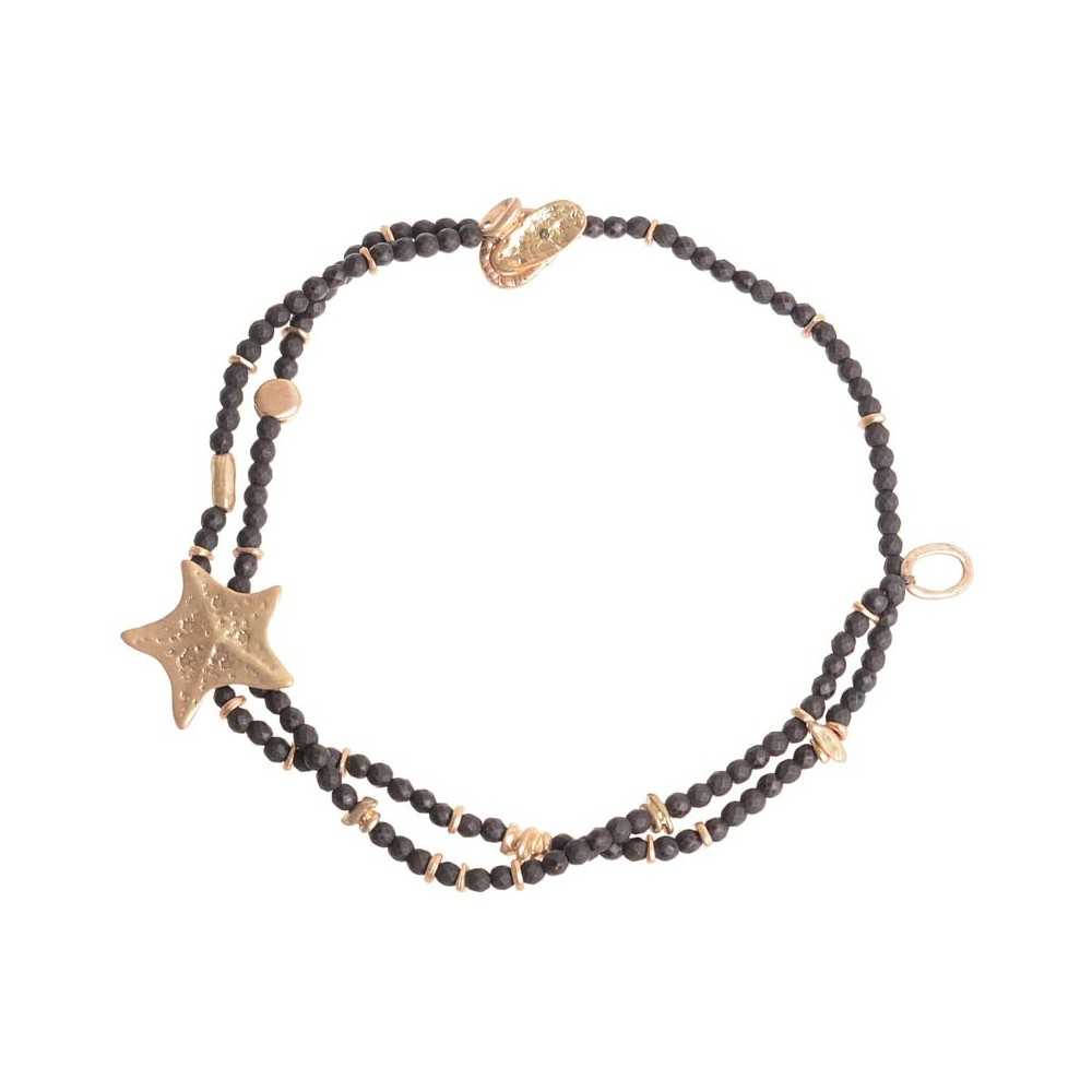 METAL STARFISH DOUBLE FACETED BEADS SHORT NECKLACE