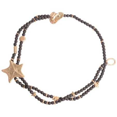 METAL STARFISH DOUBLE FACETED BEADS SHORT NECKLACE