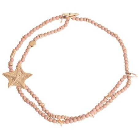 METAL STARFISH DOUBLE FACETED BEADS SHORT NECKLACE