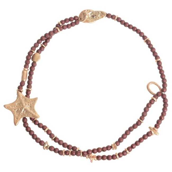 METAL STARFISH DOUBLE FACETED BEADS SHORT NECKLACE