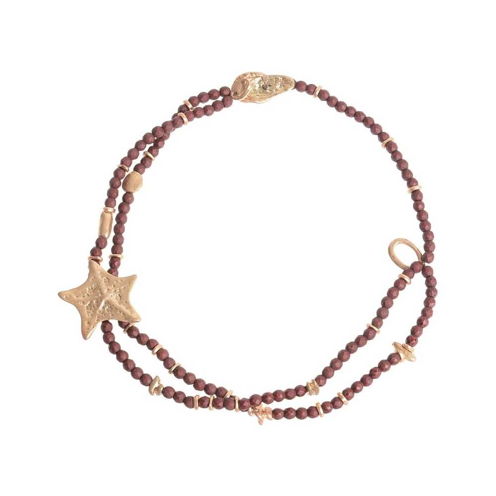 METAL STARFISH DOUBLE FACETED BEADS SHORT NECKLACE