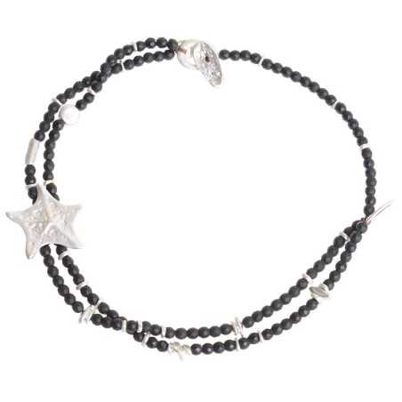 METAL STARFISH DOUBLE FACETED BEADS SHORT NECKLACE