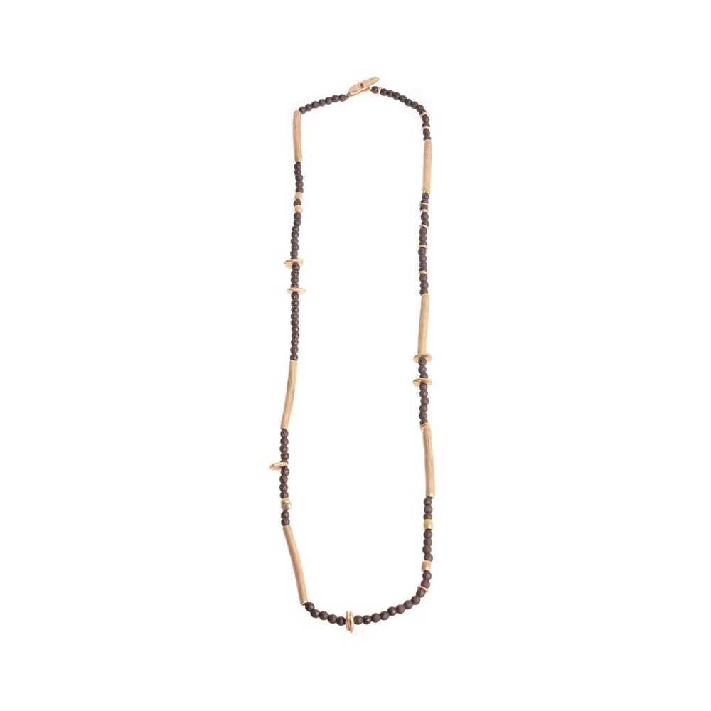 METAL LONG BEADS NECKLACE WITH FACETED BEADS