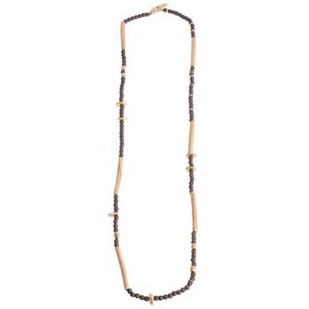 METAL LONG BEADS NECKLACE WITH FACETED BEADS