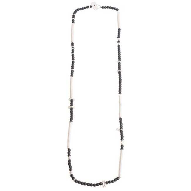 METAL LONG BEADS NECKLACE WITH FACETED BEADS