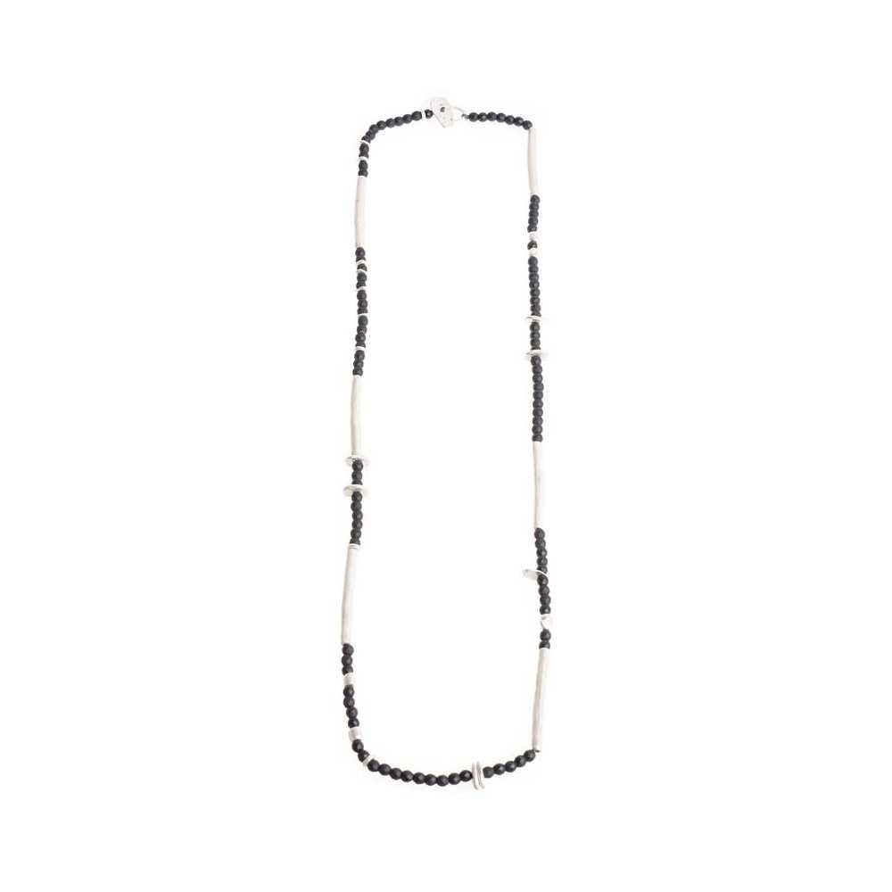 METAL LONG BEADS NECKLACE WITH FACETED BEADS