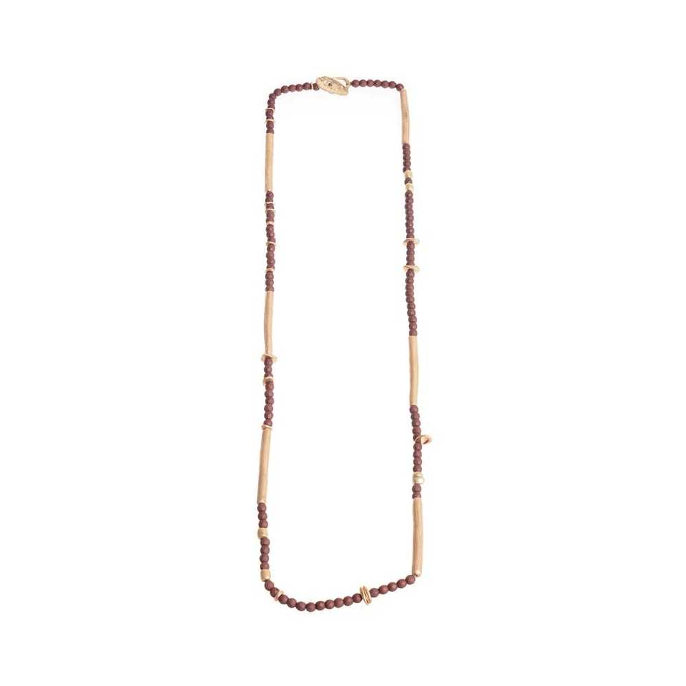 METAL LONG BEADS NECKLACE WITH FACETED BEADS