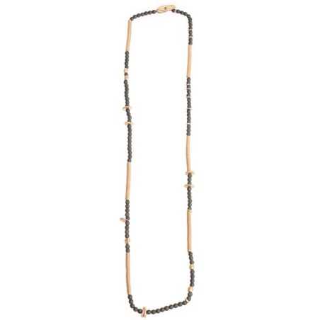 METAL LONG BEADS NECKLACE WITH FACETED BEADS