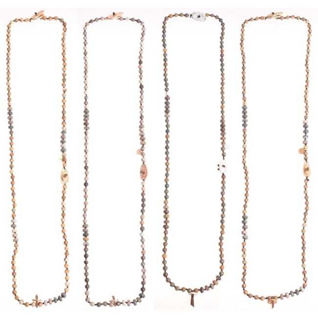 IRREGULAR METAL STONES LONG NECKLACE