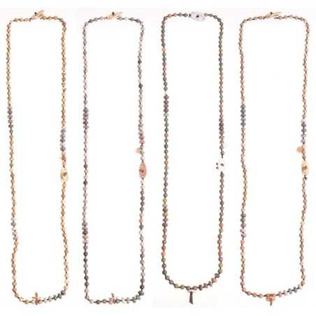 IRREGULAR METAL STONES LONG NECKLACE