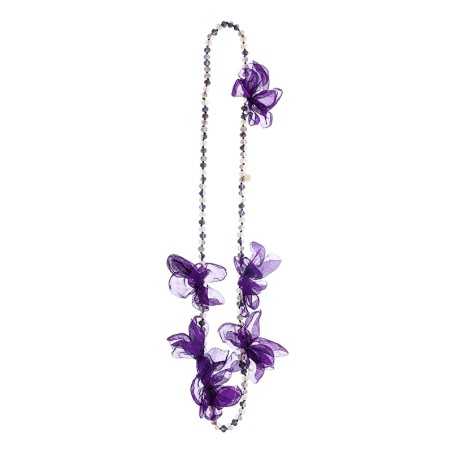 LONG NECKLACE 100CM*8MM FACETED CRYSTALS FLOWERS