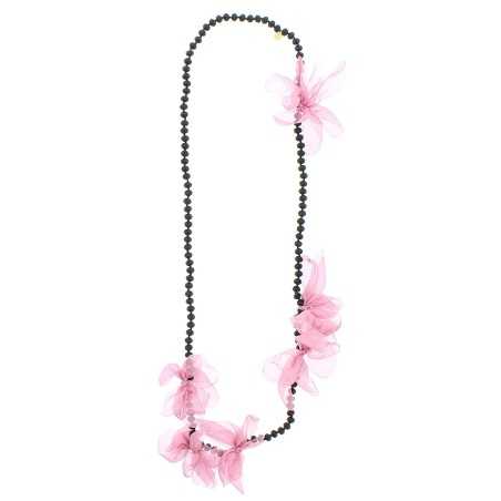 LONG NECKLACE 100CM*8MM FACETED CRYSTALS FLOWERS