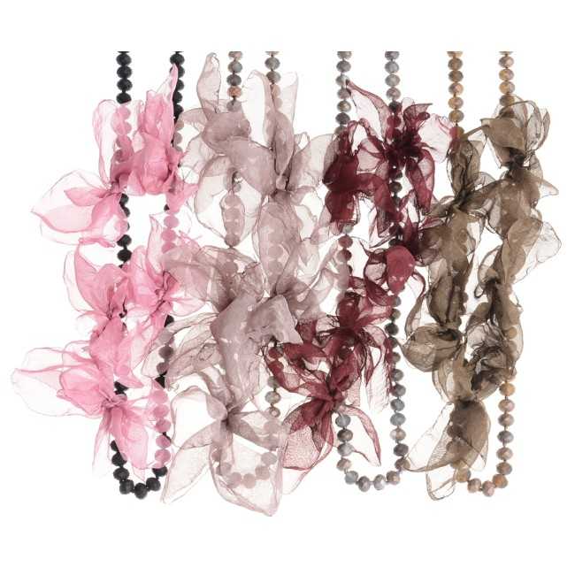 LONG NECKLACE 100CM*8MM FACETED CRYSTALS FLOWERS