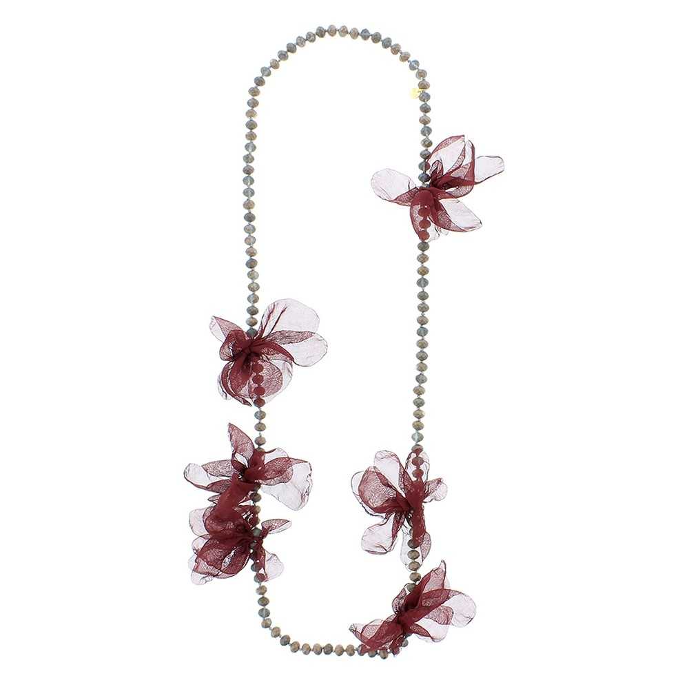 LONG NECKLACE 100CM*8MM FACETED CRYSTALS FLOWERS