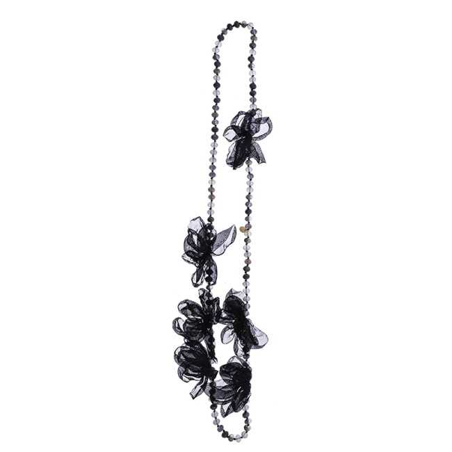 LONG NECKLACE 100CM*8MM FACETED CRYSTALS FLOWERS