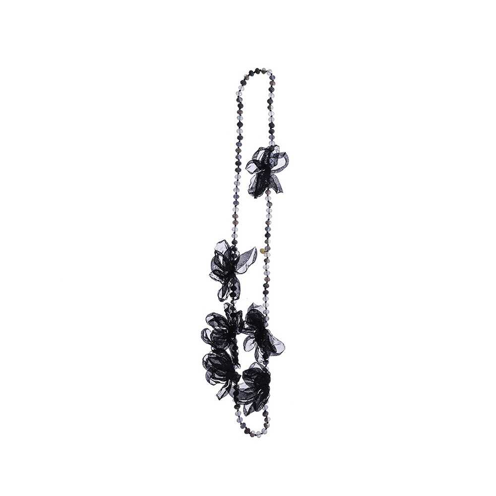 LONG NECKLACE 100CM*8MM FACETED CRYSTALS FLOWERS