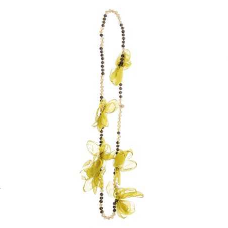 LONG NECKLACE 100CM*8MM FACETED CRYSTALS FLOWERS