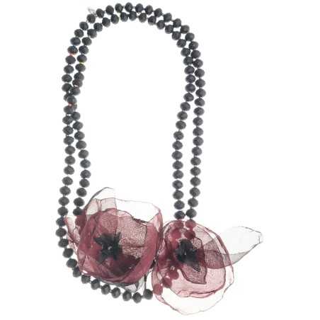 LONG NECKLACE 100CM FACETED CRYSTALS FLOWERS