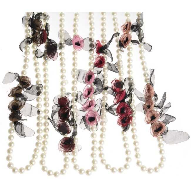 LONG NECKLACE 150CM IMITATION PEARL BALLS FLOWERS