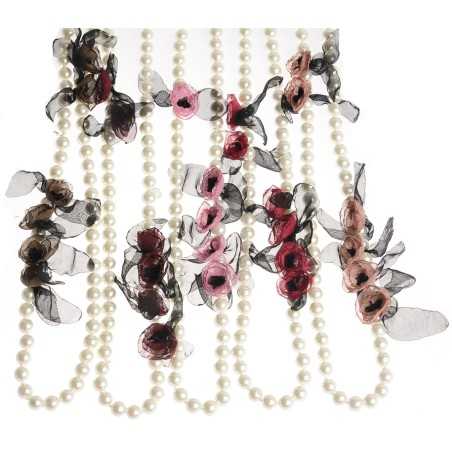 LONG NECKLACE 150CM IMITATION PEARL BALLS FLOWERS