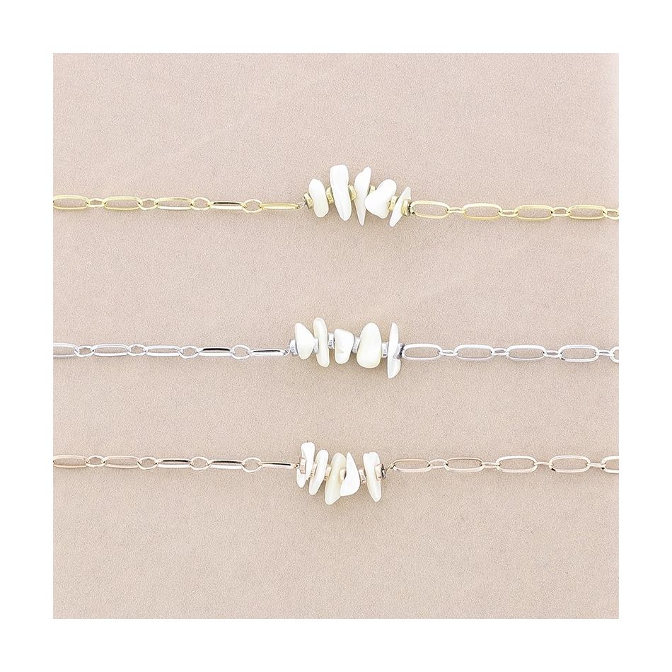 STEEL SHORT NECKLACE WITH NACRE CHAIN
