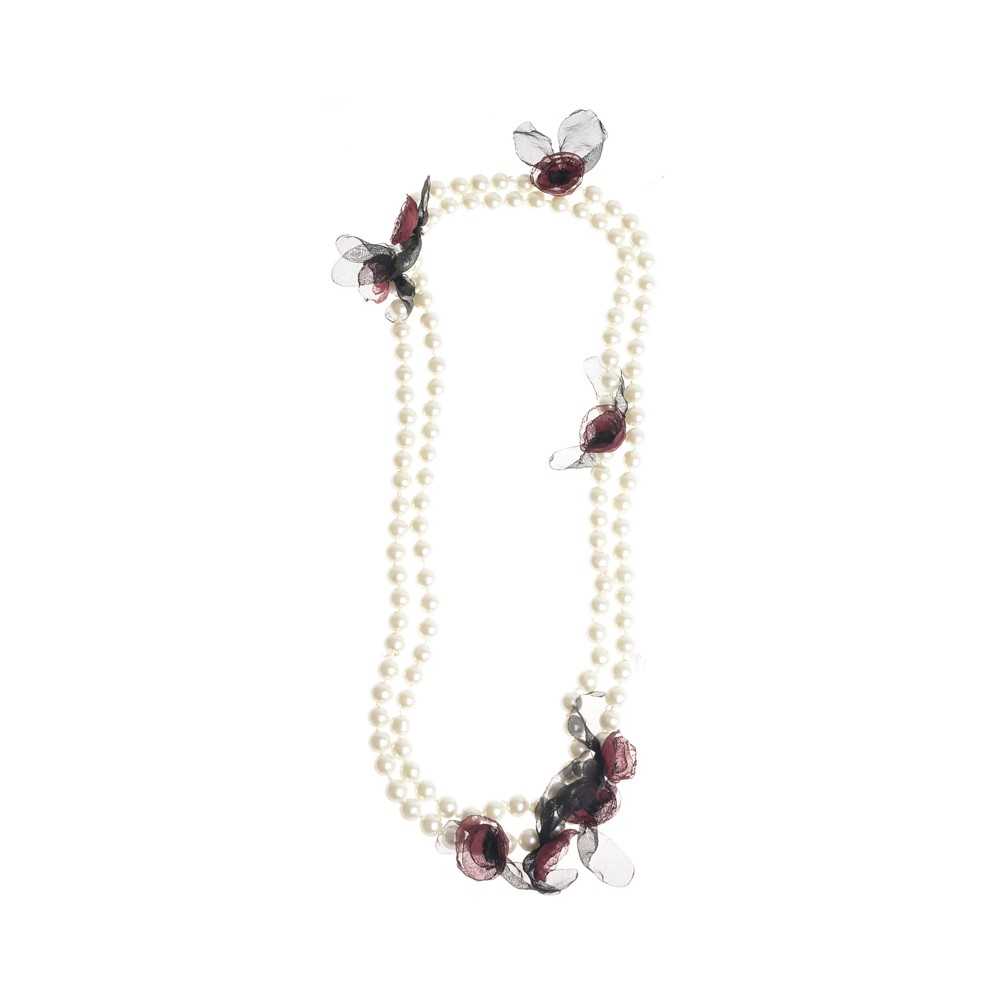 LONG NECKLACE 150CM IMITATION PEARL BALLS FLOWERS