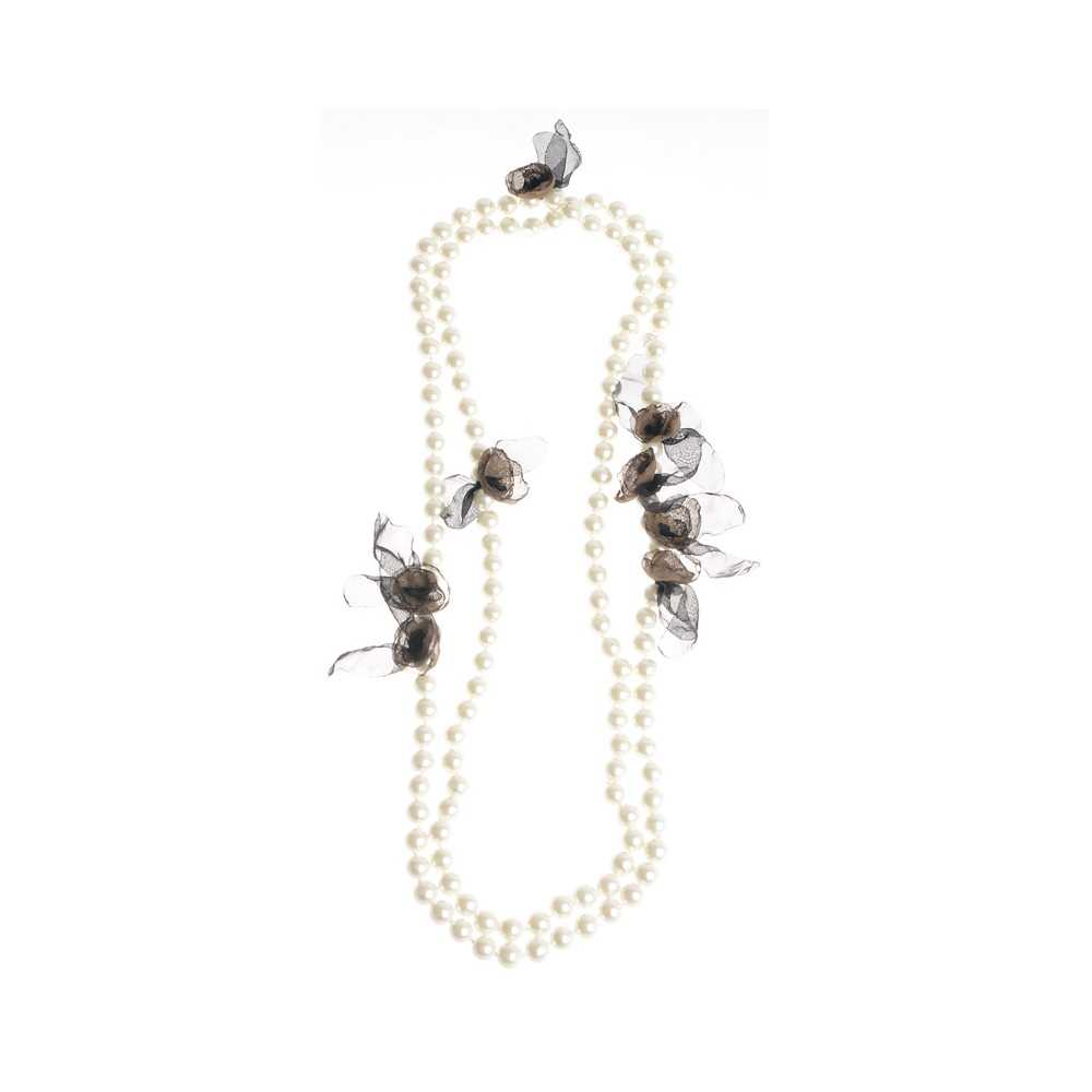 LONG NECKLACE 150CM IMITATION PEARL BALLS FLOWERS