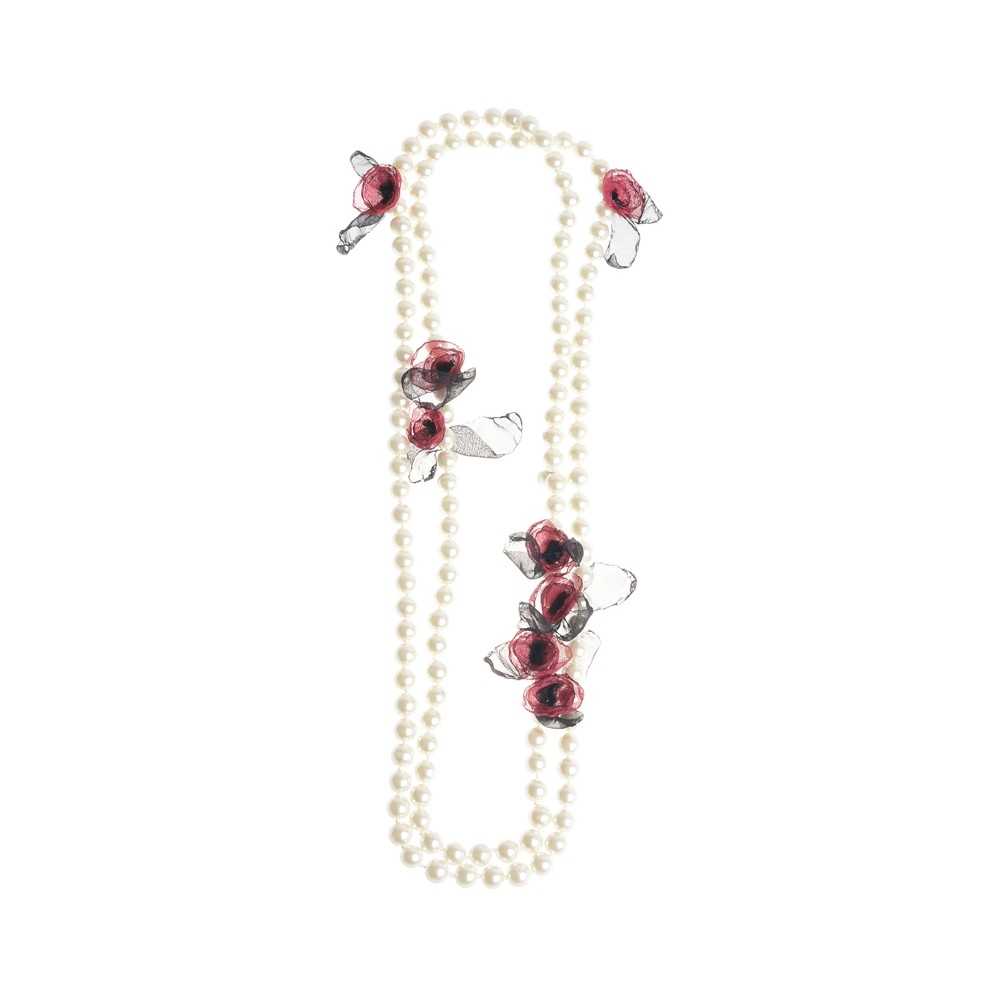 LONG NECKLACE 150CM IMITATION PEARL BALLS FLOWERS