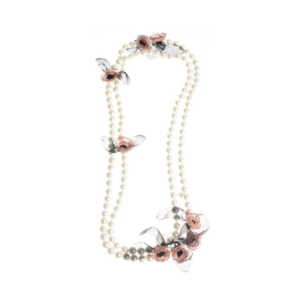 LONG NECKLACE 150CM IMITATION PEARL BALLS FLOWERS