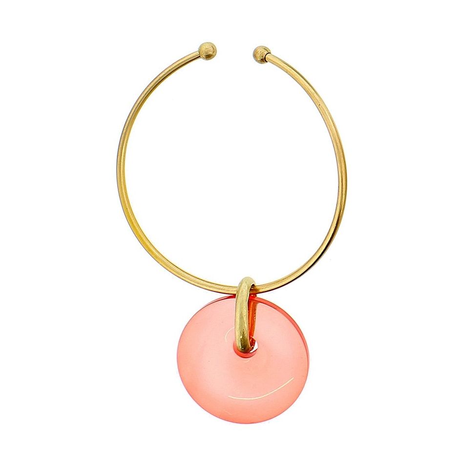 RESIN DONUT PENDANT METAL SHORT NECKLACE