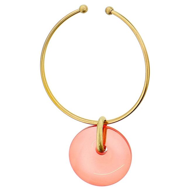 RESIN DONUT PENDANT METAL SHORT NECKLACE