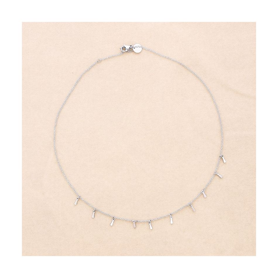 RECTANGULAR PENDANT STEEL SHORT NECKLACE